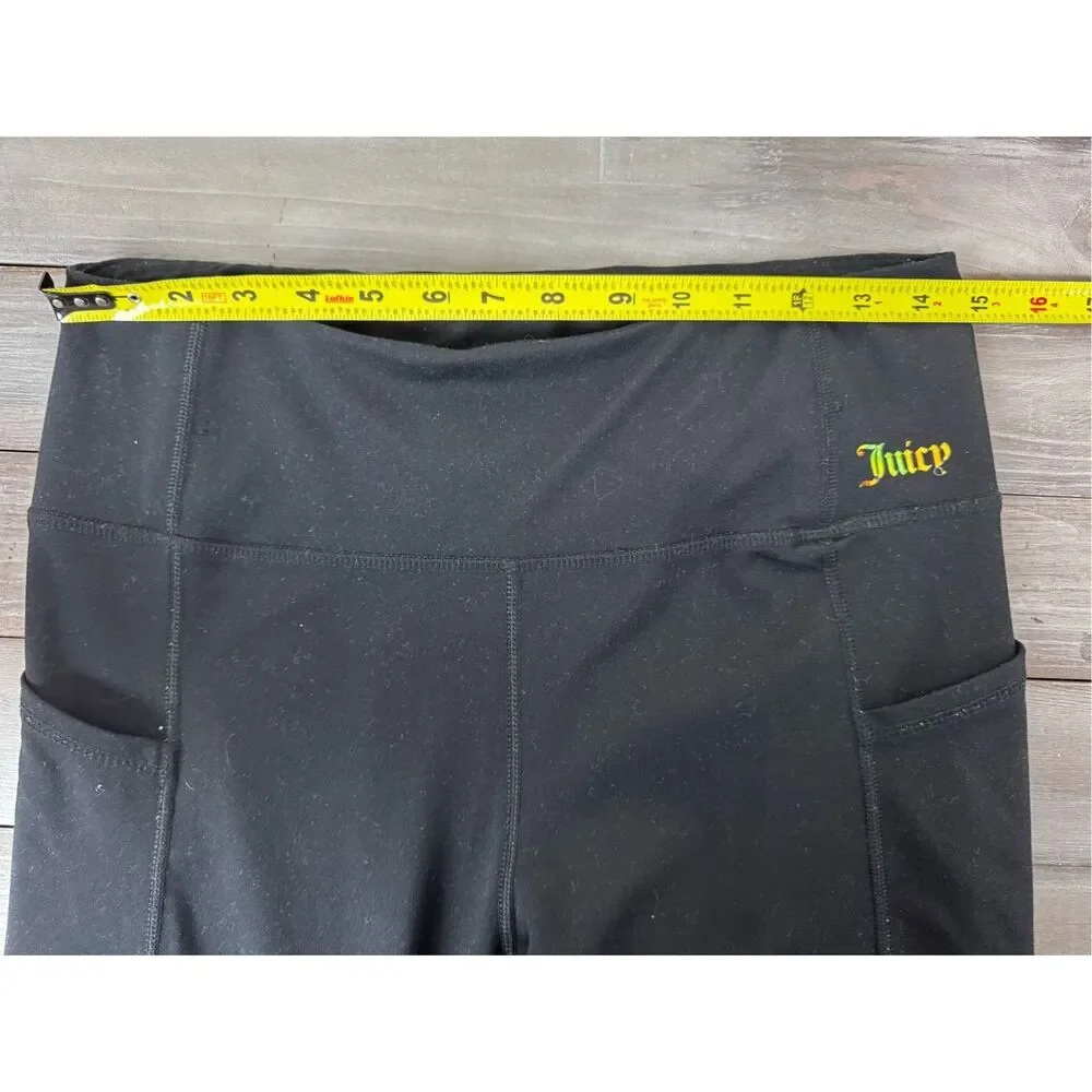 Juicy Couture Y2K Black Gold Bling Label‎ Cropped Ankle Pants Size Large